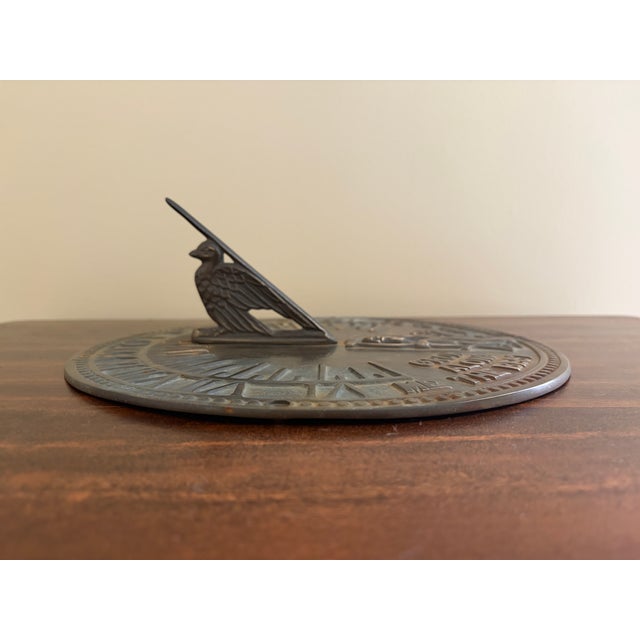 Virginia Metalcrafters Vintage English Country Iron Garden Sundial "Grow Old Along With Me" For Sale - Image 4 of 7
