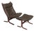 Set of Brown Leather Highback Siesta Chair and Ottoman by Ingmar Relling for Westnofa, 1970s For Sale