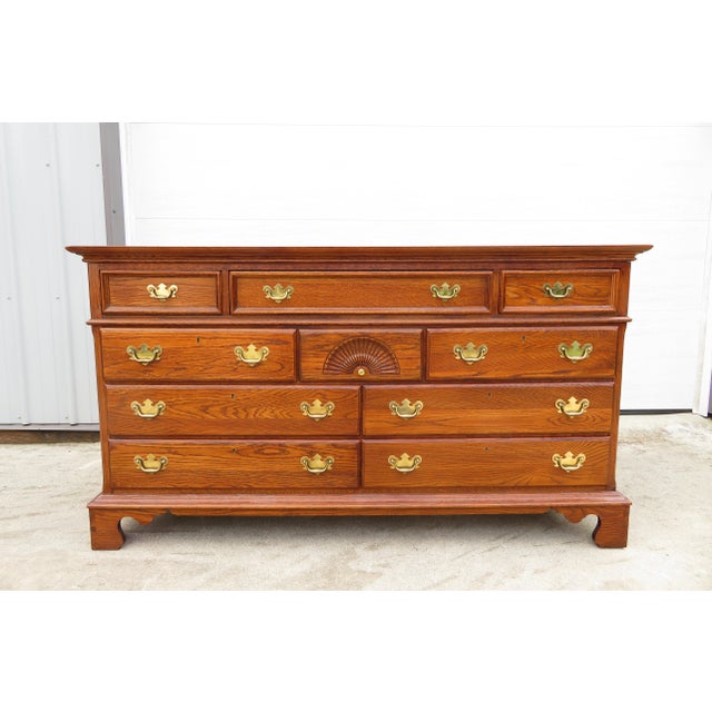 Very nice, high quality, vintage 10 drawer lowboy triple dresser. This piece is solid, very sturdy, and all of the...