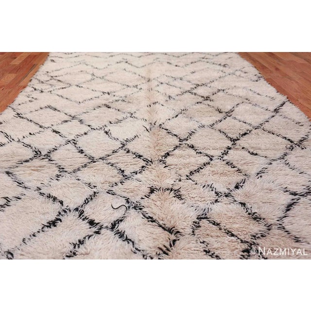 Beautiful Vintage Moroccan Berber Shaggy Beni Ourain Carpet, Country of Origin / Rug Type: Morocco, Circa Date: Mid – 20th...