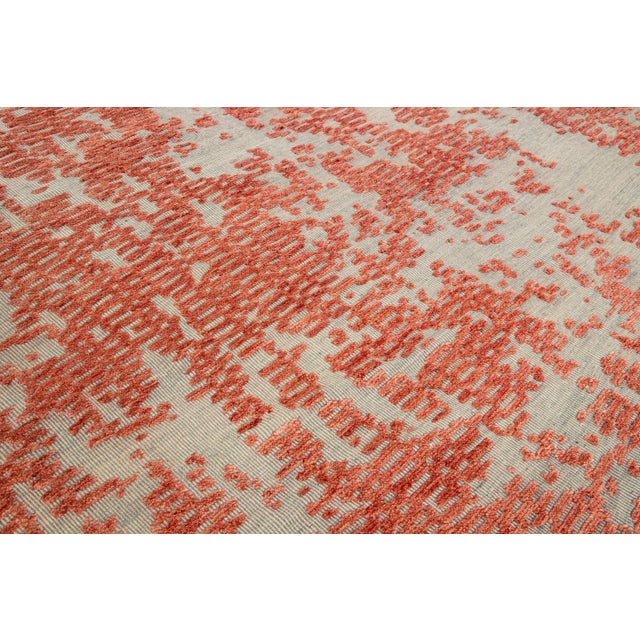 Orange Modern Apadana's Safi Collection Handmade Abstract Oversize Wool Rug For Sale - Image 9 of 11