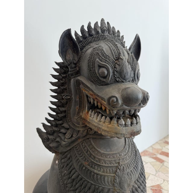 Thai Artist, Guardian Lions, 19th Century, Bronzes, Set of 2 For Sale - Image 12 of 18