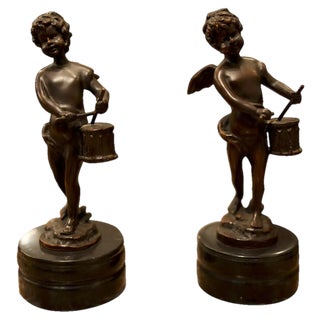 French Cherubs Sculptures in Bronze, Set of 2 For Sale