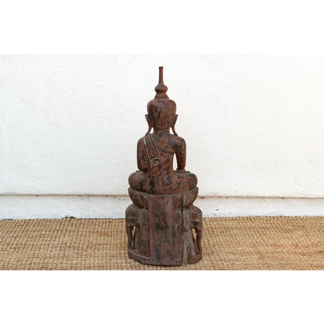 Circa 1800's Large Buddha Sculpture W/ Elephant Base For Sale - Image 9 of 12