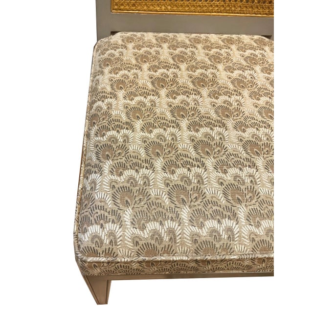 Redford House French-Country Dining Chairs in Peter Fasono Linen Upholstery and Stained Caning For Sale - Image 4 of 6