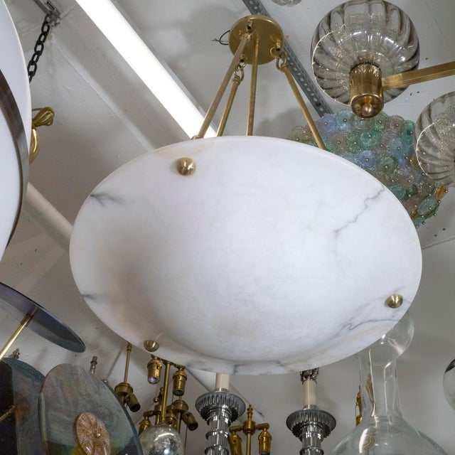 White Alabaster dome pendant For Sale - Image 8 of 9