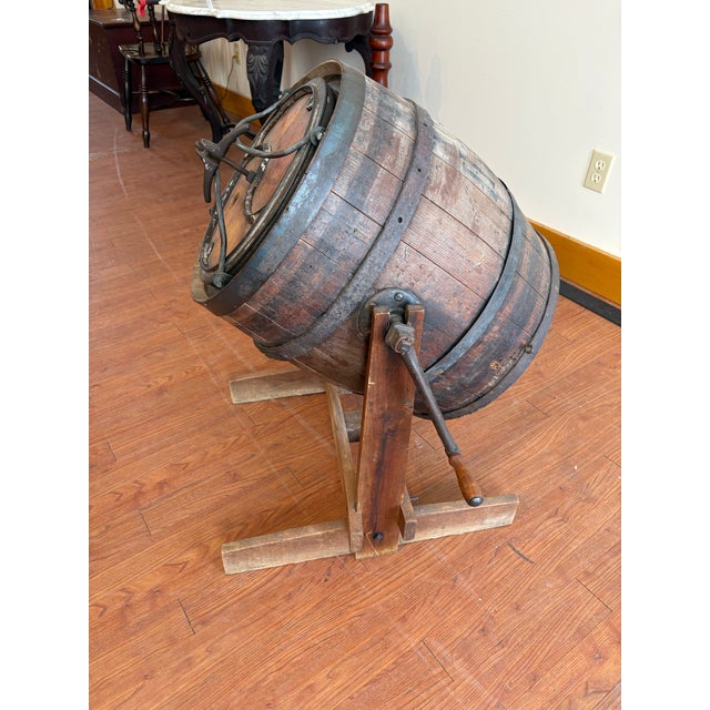 Up for Sale is a very cool Churn on stand. Typically we don’t find the original stands with the barrels. Makes for great...