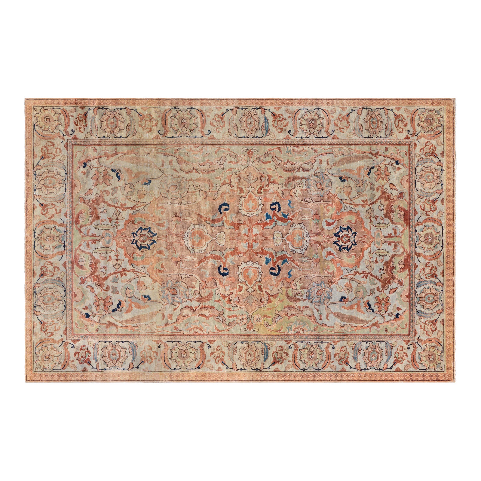 Early 20th Century Persian Tabriz Botanic Handmade Wool Rug | Chairish
