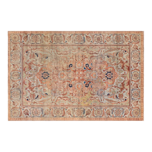 Early 20th Century Persian Tabriz Botanic Handmade Wool Rug For Sale