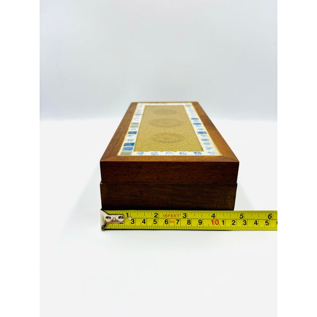 Mid 20th Century Georges Briard Regalia MCM Teak Wood Box W Mosaic Tile & Glass Inset Top For Sale - Image 12 of 12