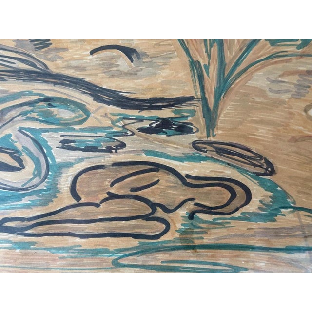 Scandinavian Artist, Symbolist Composition, 1960s-1970s, Watercolor For Sale - Image 7 of 10