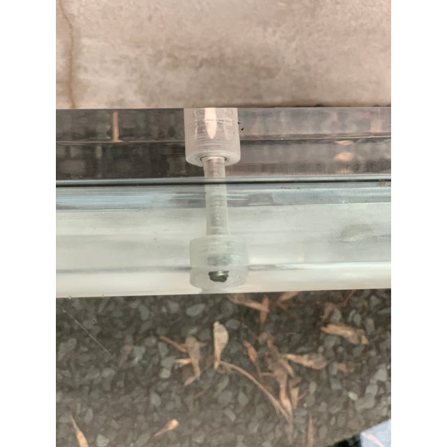 Metal Vintage Lucite Coffee Table With Thick Acrylic Frame and Glass Top For Sale - Image 7 of 12