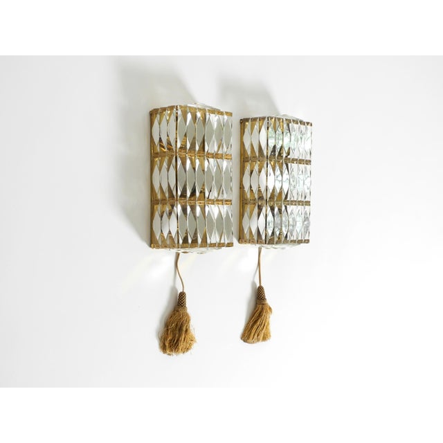 Mid-Century Modern Vintage Brass Wall Lamps with Crystal Shades by Bakalowits & Söhne, 1960s, Set of 2 For Sale - Image 3 of 18