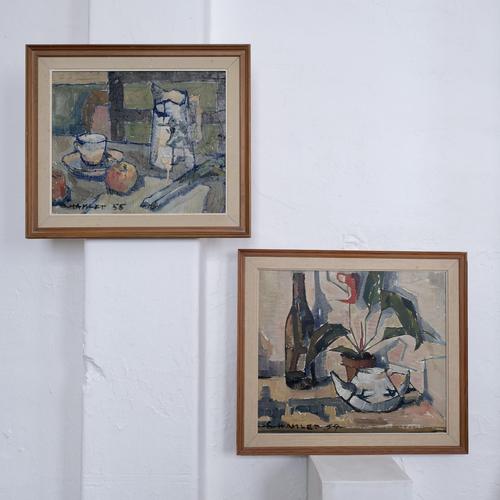 Sven-Olof Hamlet, Still Life with Plant, Oil Painting, 1959 For Sale - Image 10 of 12