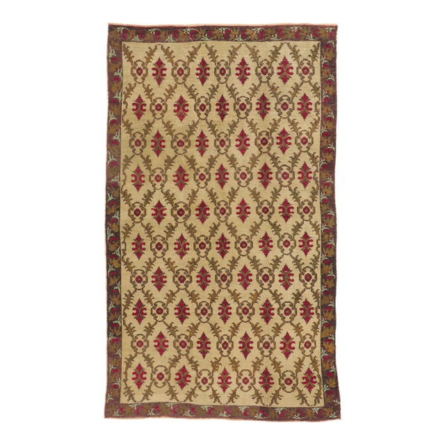 Vintage Turkish Oushak Rug, 04'11 X 08'03 For Sale