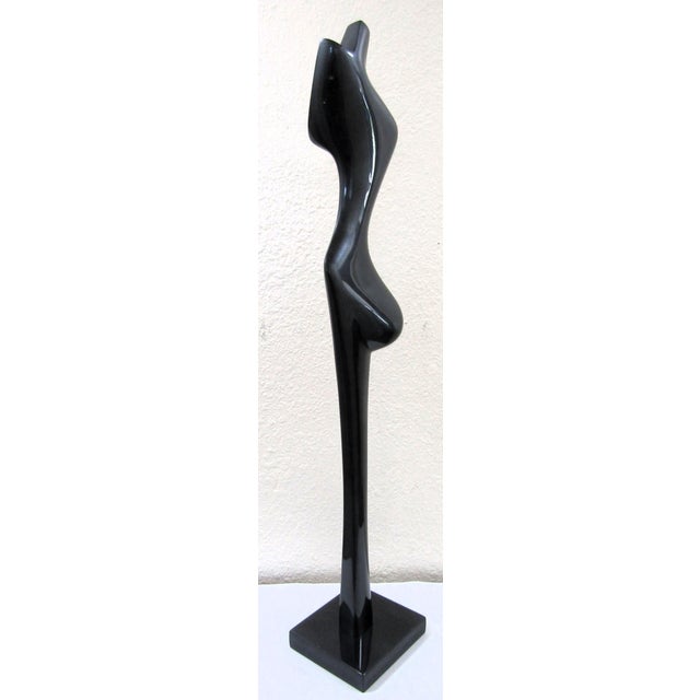 Metal James Myford Aluminum Sculpture "Single Elongated Form" Dark Blue 1999 Signed For Sale - Image 7 of 12