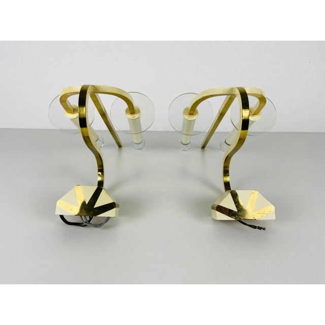 1960s Brass and Glass Sconces, Germany - A Pair For Sale - Image 9 of 10