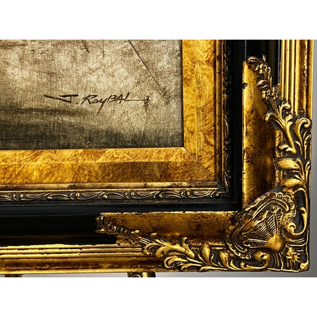 Large Late 20th Century J. Roybal Painting of Jump Roping Girl With Ornate Frame For Sale - Image 10 of 12