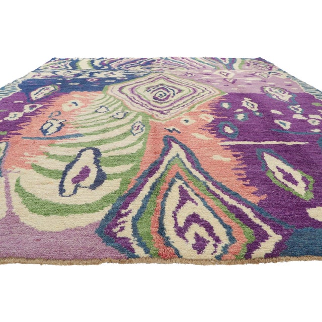 Abstract Vintage Modern Moroccan Area Rug - 10'05 X 13'02 For Sale - Image 3 of 10
