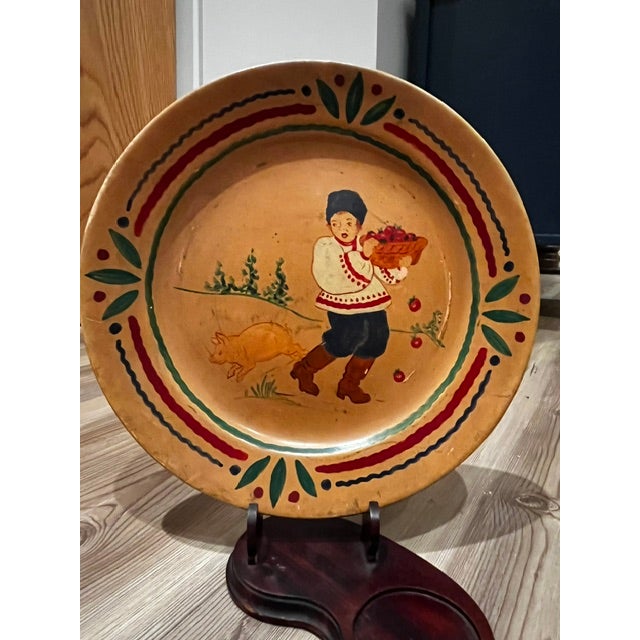 Mid 20th Century Vintage Continental Studios Hollywood Folk Art Decorative Plate For Sale - Image 5 of 8