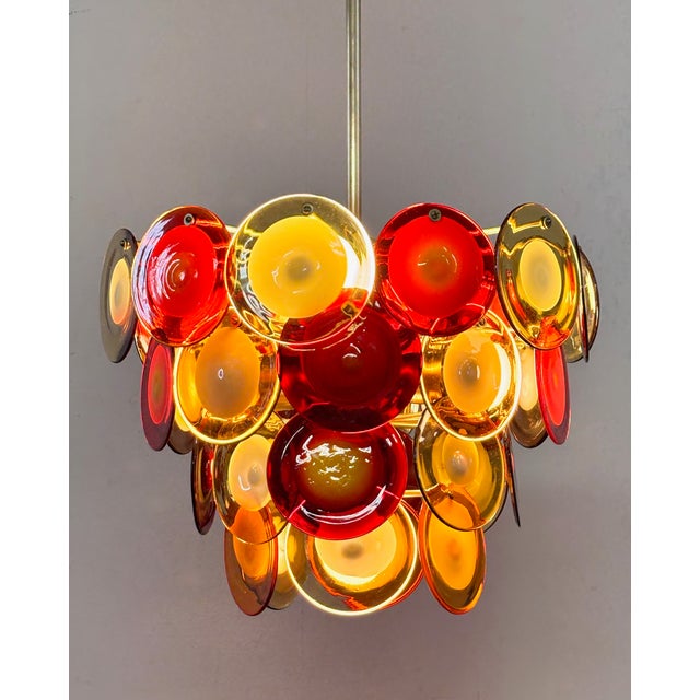 Metal Vintage Mid Century Italian Murano Glass Chandelier For Sale - Image 7 of 7