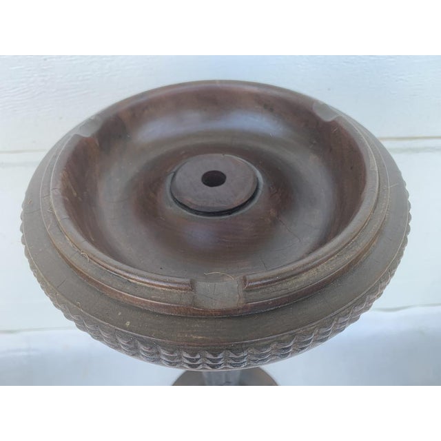 Brown Antique Freestanding Wooden Ashtray in Oak and Mahogany, 1900s For Sale - Image 8 of 18