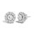 Contemporary 10K White Gold 3.0 Cttw Lab Grown Diamond Halo Stud Earrings, Pair For Sale - Image 3 of 4