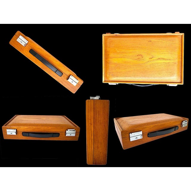 Chestnut Mid 20th Century Teak Wood Briefcase For Sale - Image 8 of 11