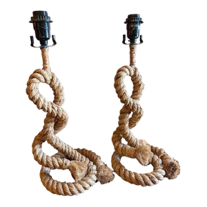 Vintage Nautical Style Rope Table Lamps - Pair