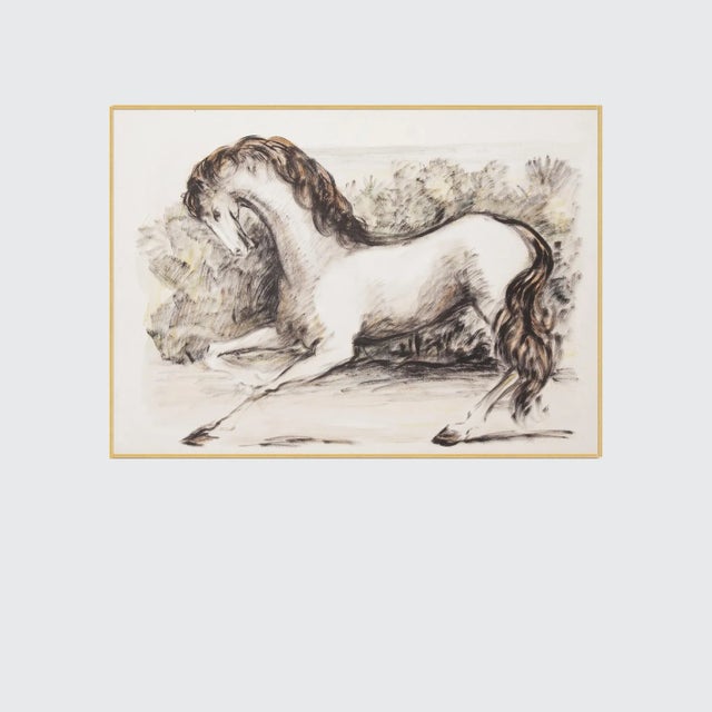 White Domenico Purificazione, Horse, 1980s, Gouache For Sale - Image 8 of 9