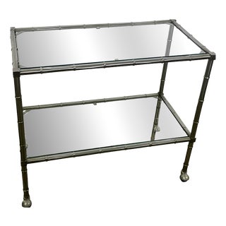Steel Coffee Table or Serving Cart on Casters, 1980s For Sale
