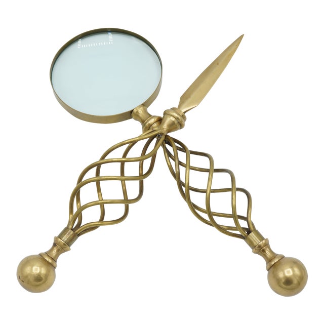 Mid Century Letter Opener Magnifying Glass Set Chairish