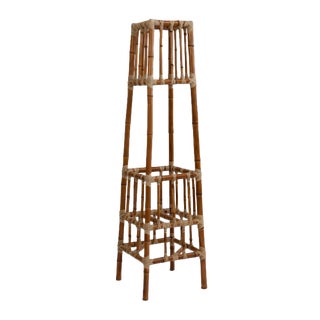 Woven Faux Bamboo Plant Stand For Sale