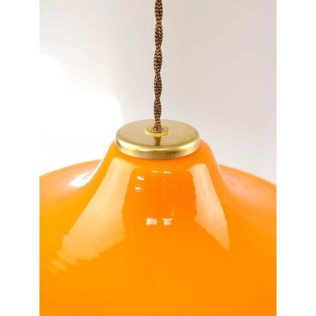 Mid-Century Modern Italian Pendant Lamp in Orange Glass and Brass For Sale - Image 13 of 18