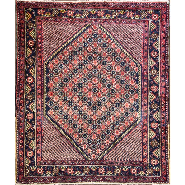 Red Early 20th Century Persian Bakhtiari Rug-4'7" X 5'7" For Sale - Image 8 of 8