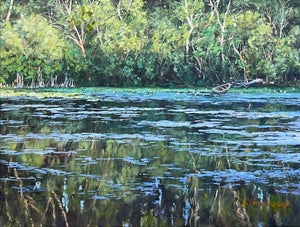 Other Side of the Island by Sheri Farabaugh | Oil on Linen Landscape with water and trees