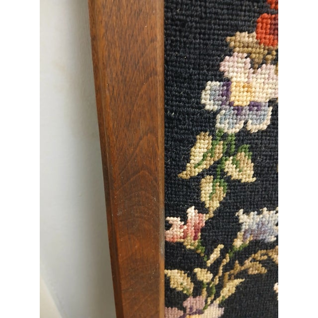 Vintage Large Framed Floral Needlepoint For Sale In Naples, FL - Image 6 of 10