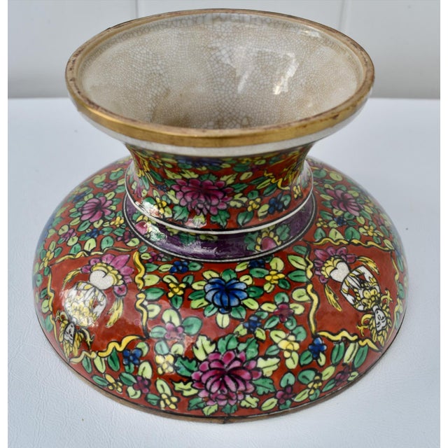 Vtg. Thia Benjarong Enamel Painted Ceramic Bowl W/Brass Rim For Sale - Image 13 of 18