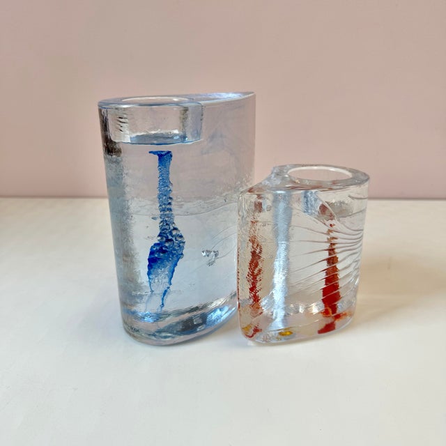 Abstract Vintage Kosta Boda 'Two Sweet Hearts' Glass Votive Candle Holder Set For Sale - Image 3 of 10