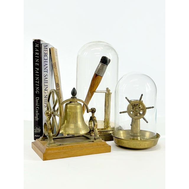 Metal Mid Century Brass Ship Wheel Compass Trinket Dish or Ashtray For Sale - Image 7 of 10