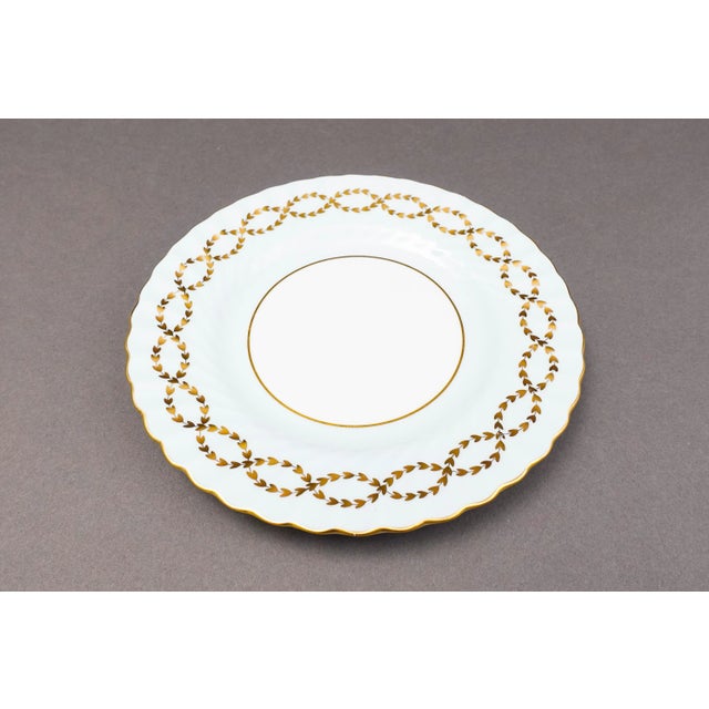 Minton Late 20th Century Minton England S600 Gold Laurel Leaves Light Blue Salad Dessert Plates- Set of 5 For Sale - Image 4 of 6