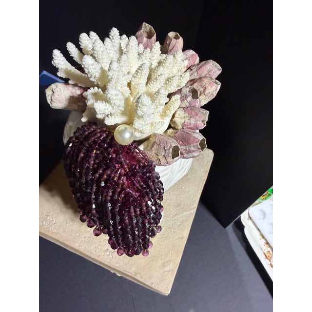 Celestial Meets the Sea-Shell Incrusted Head-Coastal Art Sculpture For Sale - Image 10 of 13
