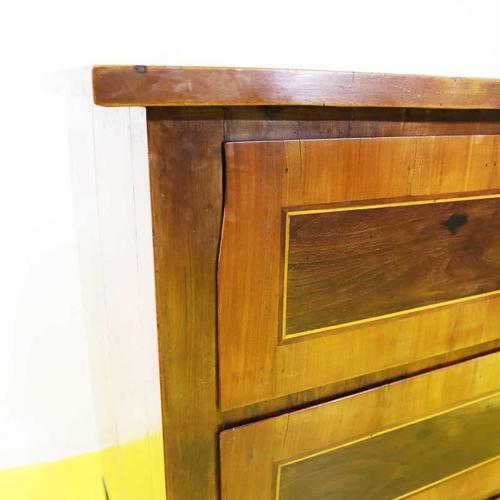 Wood Wooden Chest of Drawers with Three Drawers and Geometric Inlays For Sale - Image 7 of 13