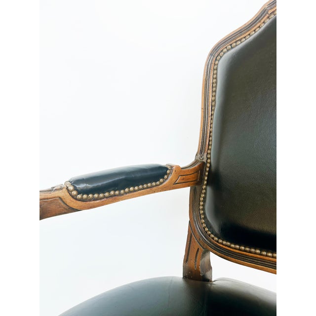 Vintage Italian Chateau d'Ax Leather Armchairs With Brass Nailhead Details, Pair For Sale - Image 10 of 12