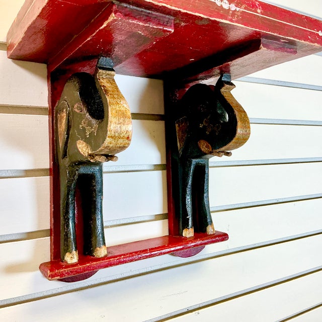 1920s Antique Chinoiserie Boho Chic Elephant Wall Mounted Shelf. For Sale - Image 6 of 17