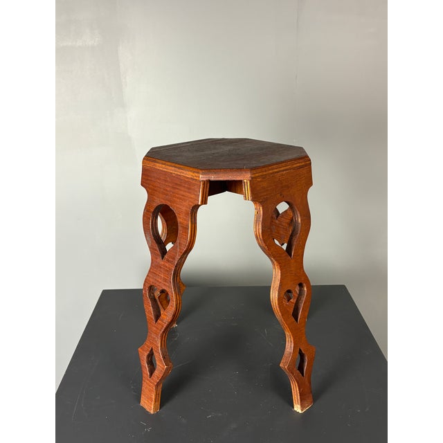 1950s Mid-Century Modern French Artisanal Octagonal Hand Crafted Stool, 1950s For Sale - Image 5 of 12