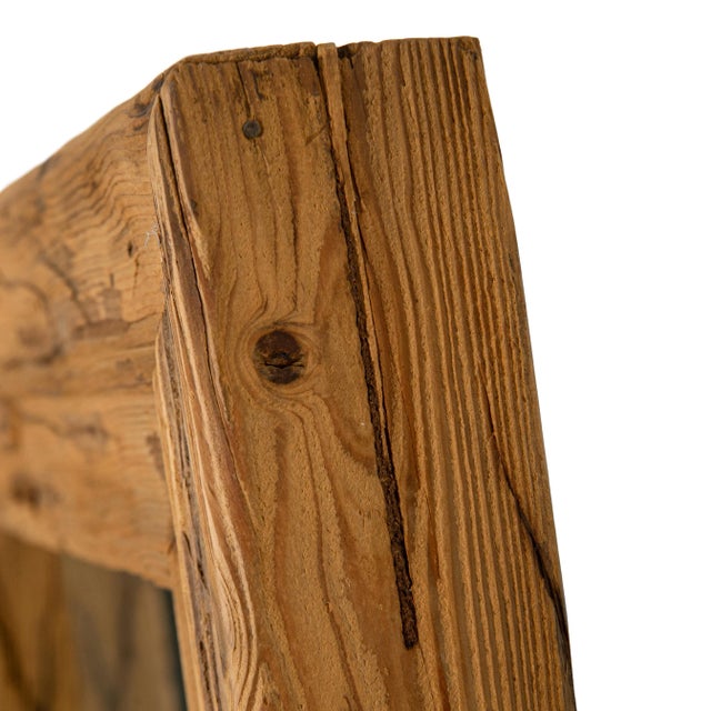 Rustic Early 20th Century Large Wood Mirror For Sale - Image 3 of 4