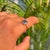 18k Gold Blue Sapphire Square Ring With Pinion Bezel Black Rhodium Size 7 For Sale - Image 11 of 16