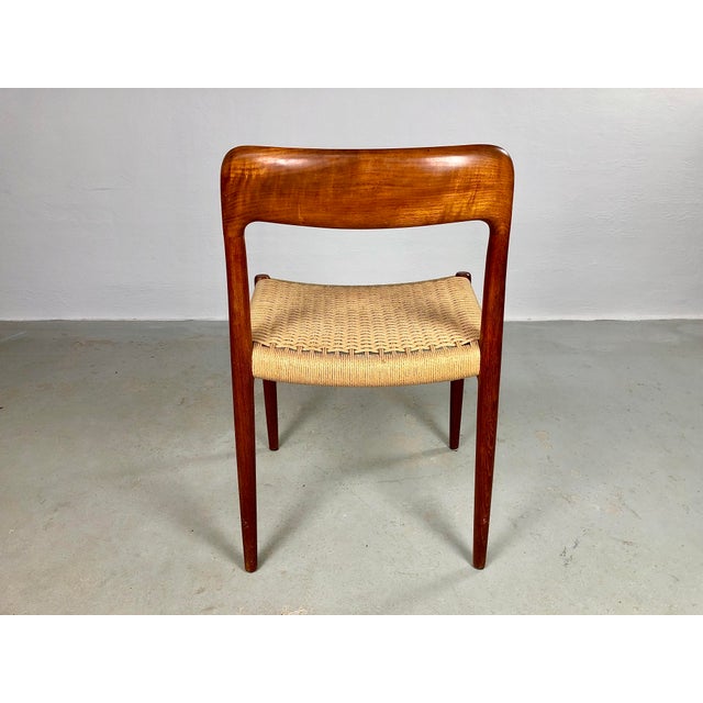 Fully Restored Vintage Teak Dining Chairs Papercord Seats from J.L. Møllers, 1960s, Set of 4 For Sale - Image 4 of 12