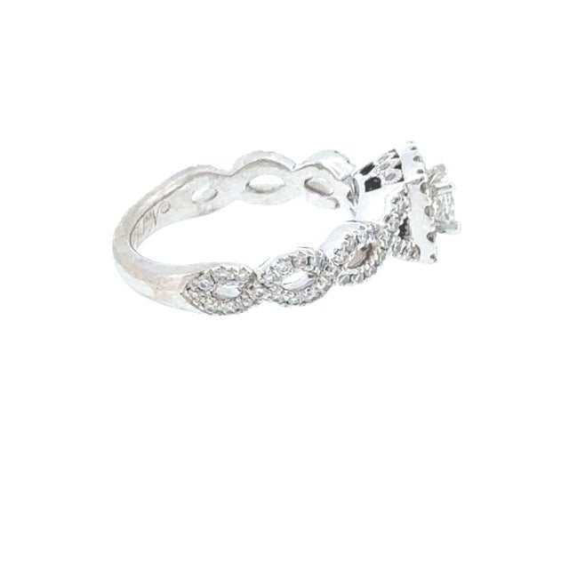 Early 21st Century Neil Lane 0.60ctw Princess Cut Halo Diamond Engagement Ring 14k White Gold Sz 5 For Sale - Image 5 of 5